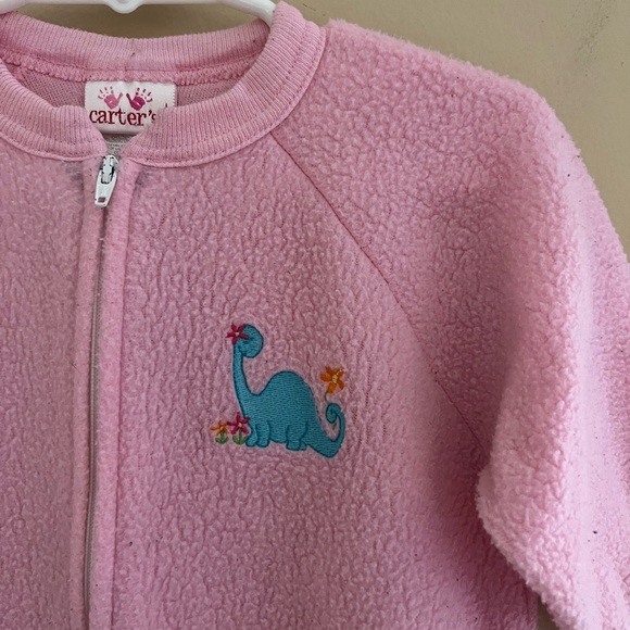 ◻️CARTER’S: Girl size 18 months, pink footsie pajamas w/ dinosaur, preowned◻️ - Picture 7 of 12
